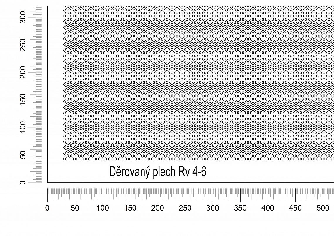 Dierovaný plech DP/Rv-4-6 - 1 - oceľ-predzinkovaná - 1000x2000