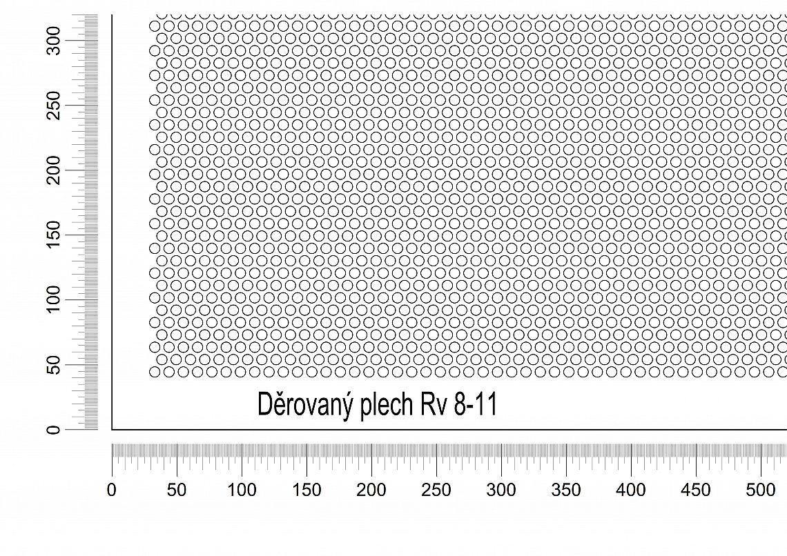 Dierovaný plech DP/Rv-8-11 - 1,5 - oceľ-čierna - 1000x2000