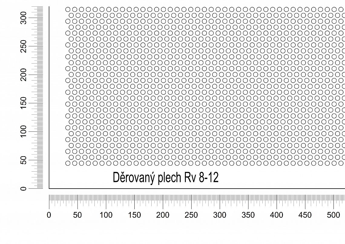 Dierovaný plech DP/Rv-8-12 - 1,5 - oceľ-predzinkovaná - 1250x2500