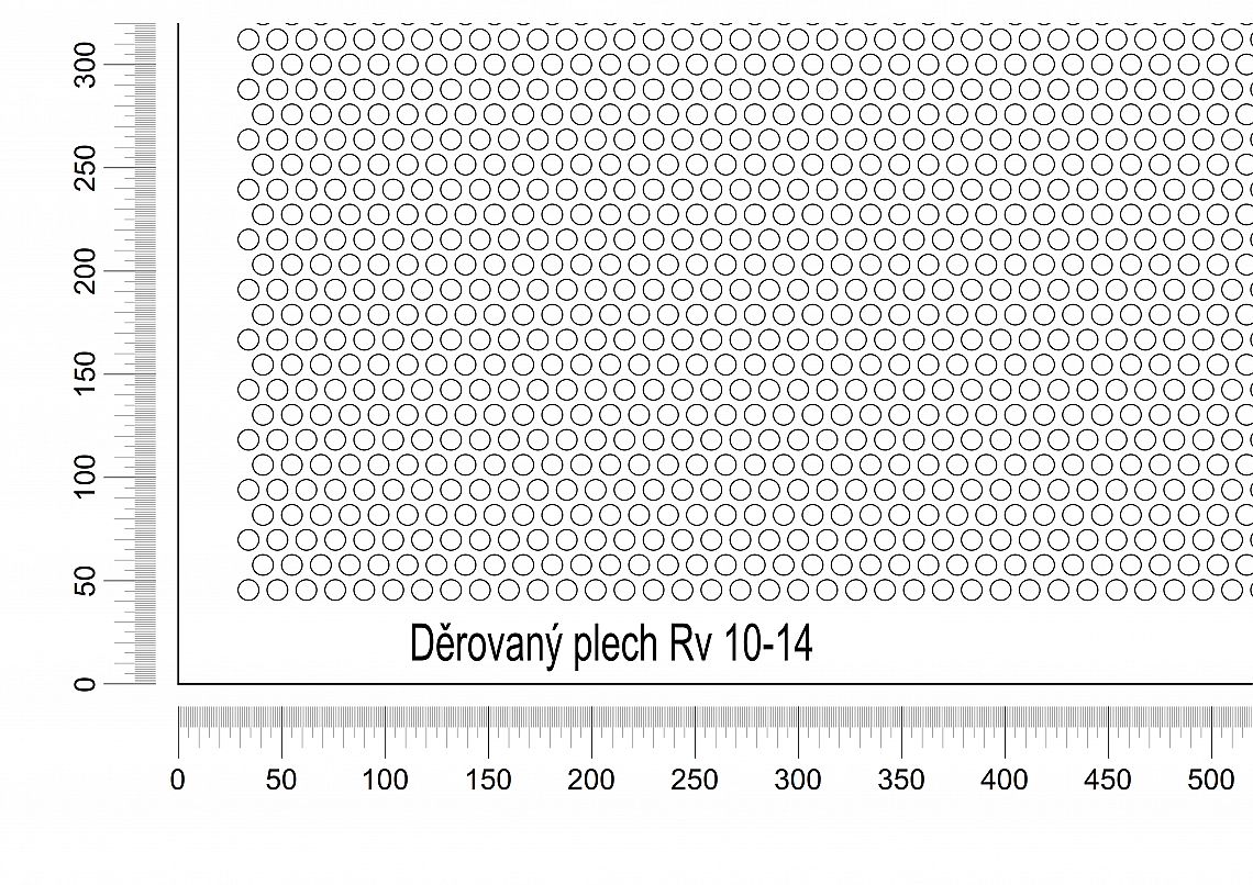 Dierovaný plech DP/Rv-10-14 - 1,5 - oceľ-predzinkovaná - 1250x2500