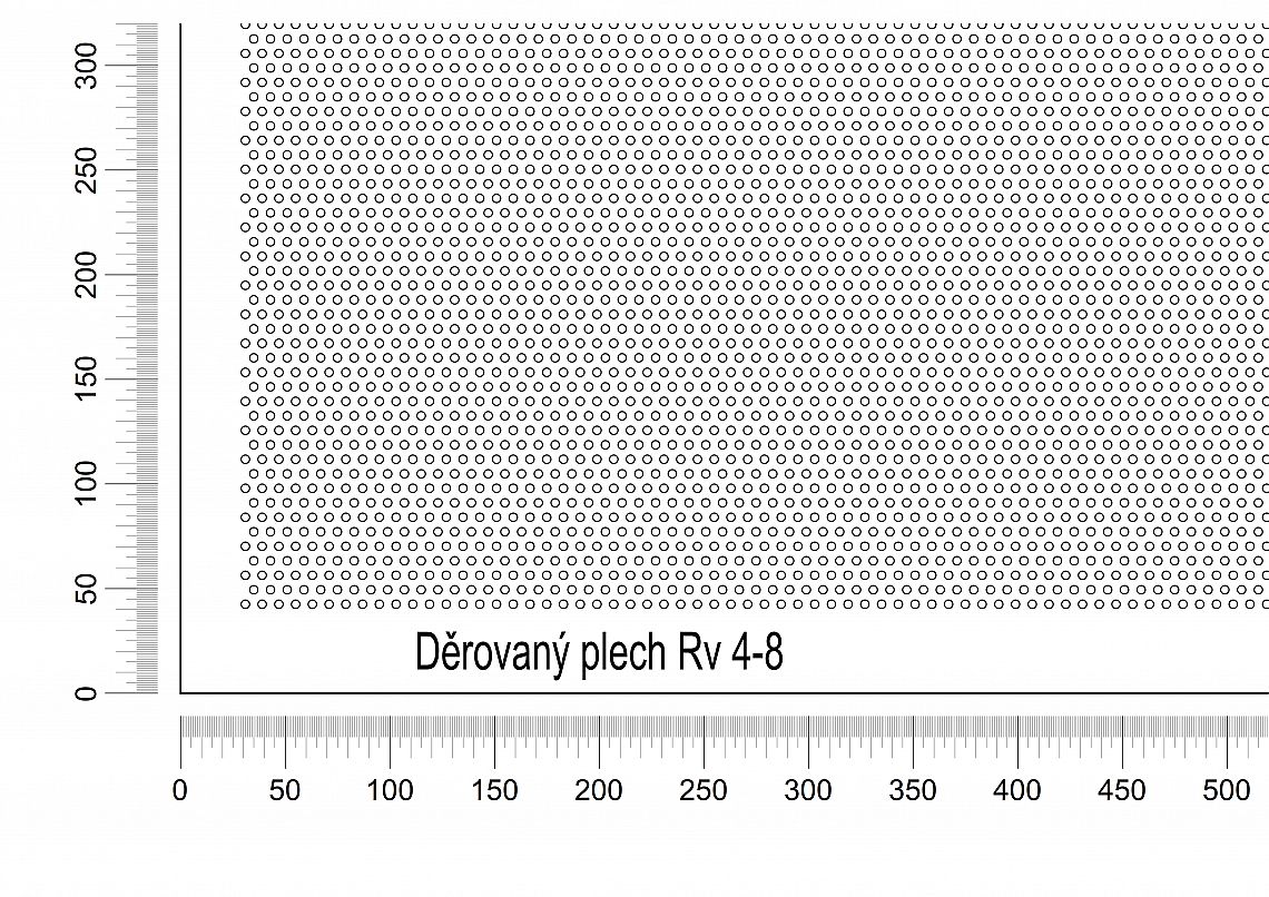 Dierovaný plech DP/Rv-4-8 - 1 - oceľ-predzinkovaná - 1000x2000