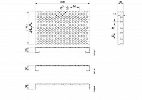 Profilový perforovaný rošt,  PRU-300-30/2,0 - ocel-černá - 2000x300