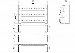 Profilové rošty PST-300-75/2 - nerez V2A (1.4301)-morená - 3000x300