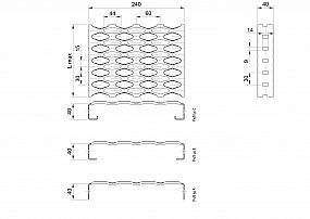 Profilové rošty PSE-240-40/2 - nerez V2A (1.4301)-morená - 6000x240