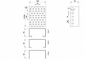 Profilové rošty PGE-150-75/3 - hliník-surový - 4000x150