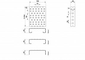 Profilové rošty PGE-150-40/3 - hliník-surový - 4000x150