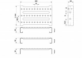 Profilové rošty PST-300-50/1,5 - nerez V2A (1.4301)-morená - 3000x300