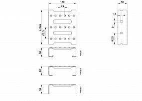 Profilové rošty PST-150-50/2,5 - nerez V2A (1.4301)-morená - 3000x150